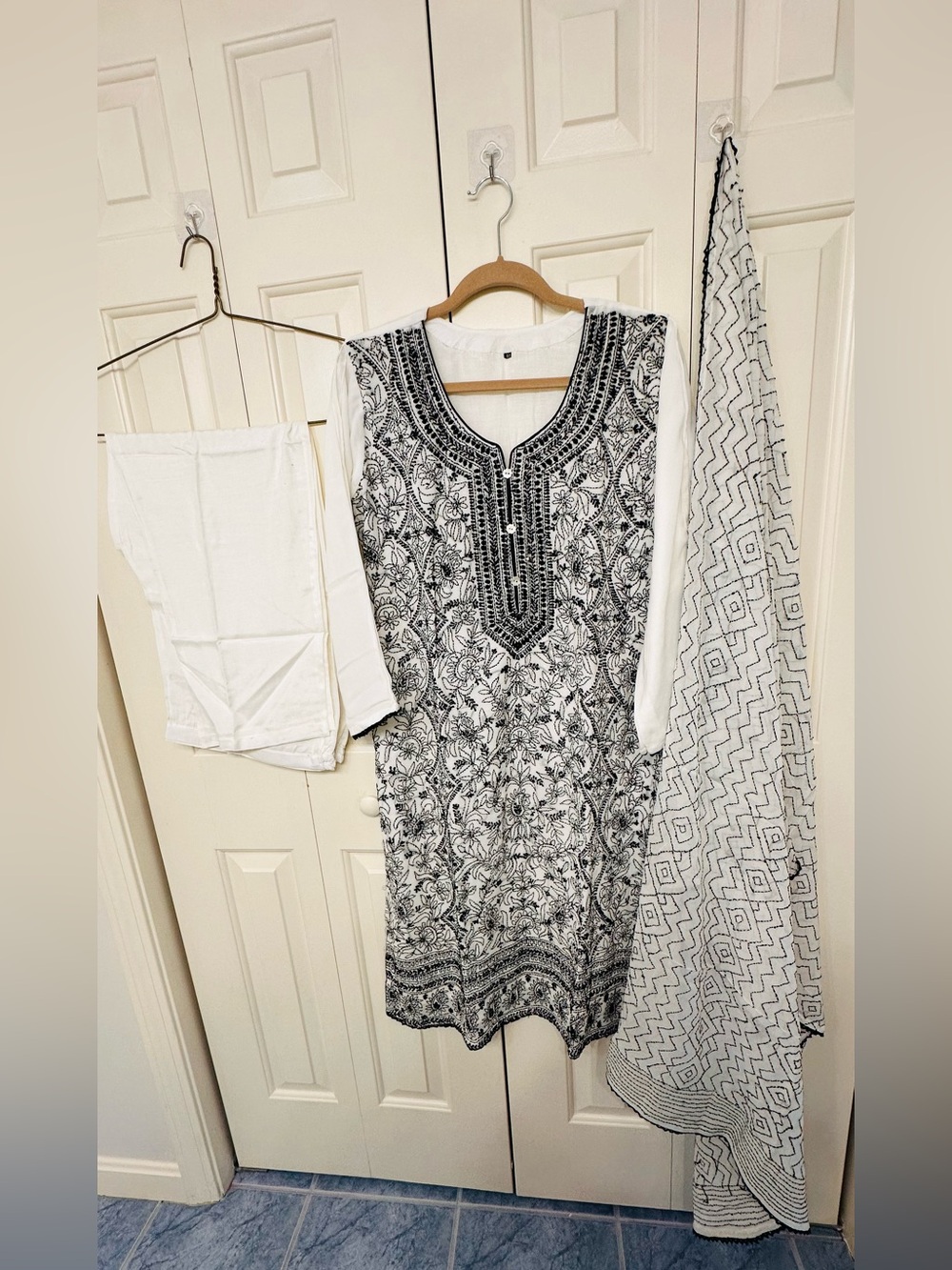 Hot deal‼️ Black & White  chickankari Salwaar Kameez in pure georgette fabric